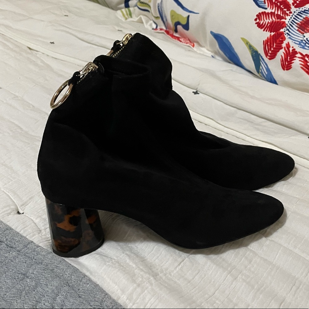 Zara black suede heeled bootie